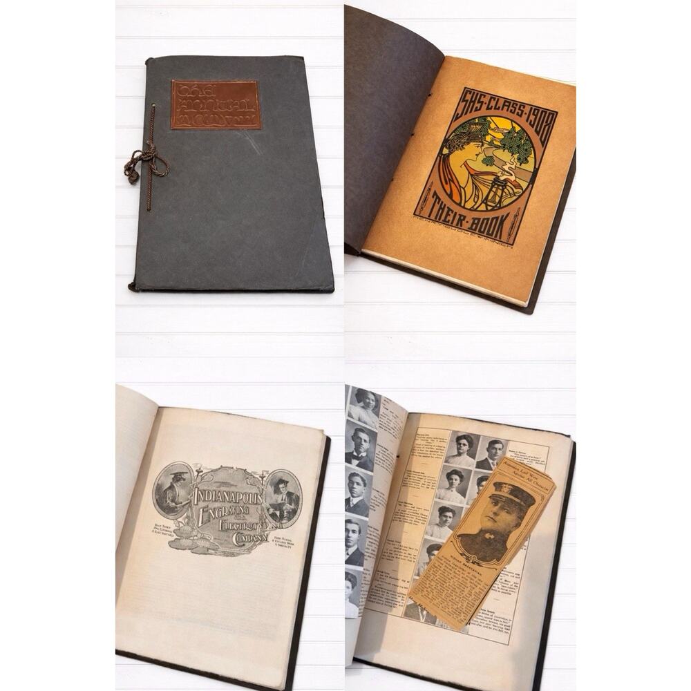 1908 Shortridge Highschool Yearbook Antique Victorian Ephemera Indiana RARE - Picture 1 of 16